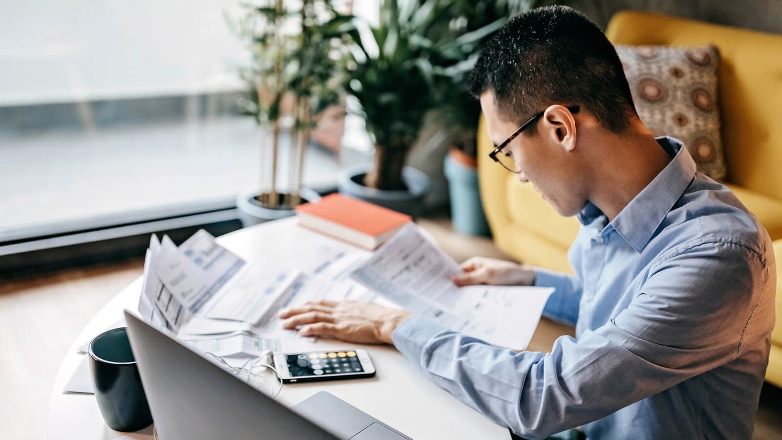 man working at desk