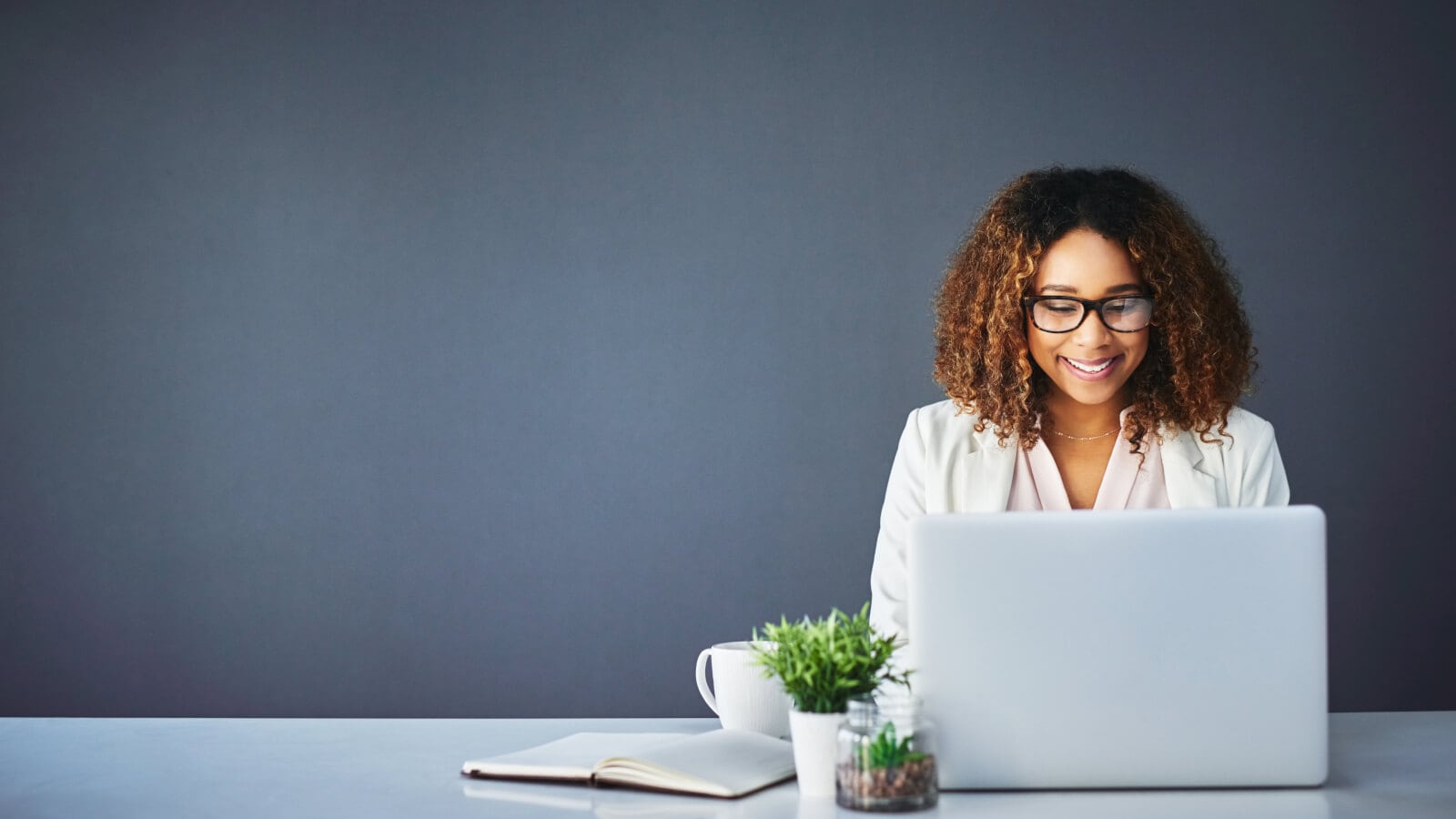 Woman working on laptop