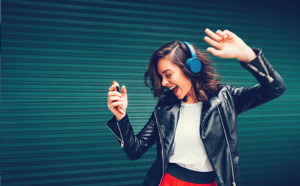 Woman listening to music